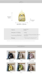 Detailed size specifications and material parameters of the minimalist large capacity backpack