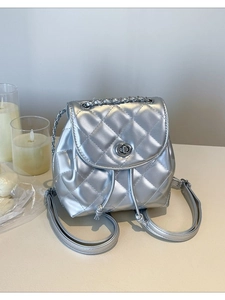 Fashion Women Rhombus Quilted Mini Backpack PU Leather Chain Strap Small Daypack Solid Color Casual Travel Bag For Girls