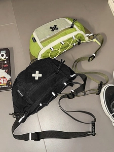 Waterproof outdoor crossbody chest bag with breathable mesh and reflective safety stripes