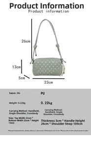 Detailed size chart for the polka dot shoulder bag with specific PU dimensions