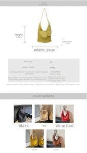 Detailed size chart and specifications for the versatile PU leather hobo shoulder bag