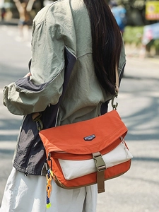 Large Women Nylon Crossbody Bag Color Block Messenger Bag Waterproof Shoulder Bag Adjustable Strap Casual Commuter Tote