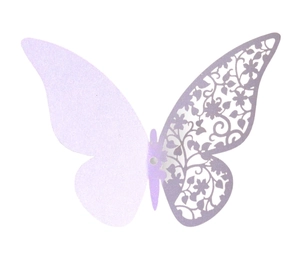3D lavender butterfly wall sticker with laser-cut floral wings for home party decor