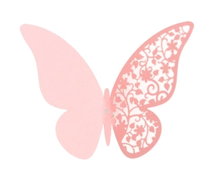 3D pink butterfly wall stickers with laser cut hollow design for party home decoration