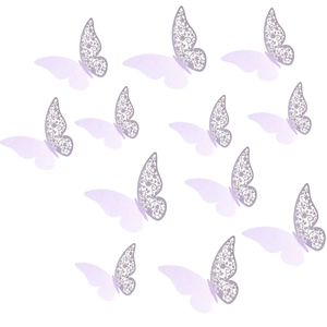 3D Hollow Butterfly Wall Stickers Laser Cut Artificial Pearl Paper Floral Art Decals For Wedding Party Home Decoration Cake Decor
