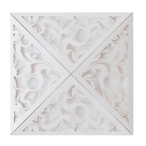Elegant European Style Laser Cut Floral Invitation Covers Pearlescent Paper Square Card Holders For Wedding Party Banquet