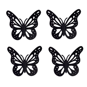 Lot de 4 stickers muraux papillons noirs 3D ajourés pour décoration intérieure