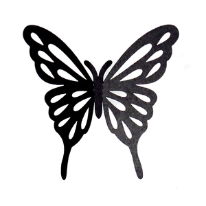 Vue détaillée du sticker mural papillon noir évidé découpé au laser avec texture délicate