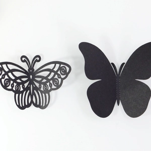 Stickers muraux papillon noir 3D avec motifs découpés au laser et papier mat solide