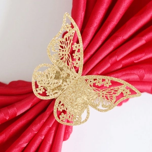 Servilletero de mariposa troquelado con purpurina dorada para decoración de mesa elegante
