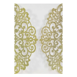 Laser Cut Wedding Invitation Shell Elegant Glitter Paper Hollow Floral Design Engagement Party Invitation Card Cover Holder