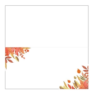 Thanksgiving maple leaf place cards with autumn berry prints for wedding table settings