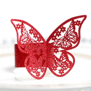 Servilleteros de Mariposa con Brillantina Corte Láser Soporte de Hebilla de Papel Hueco para Decoración de Mesa de Boda Hotel Fiesta Banquete