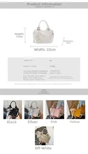 Tableau des tailles détaillé pour le sac seau en cuir PU avec dimensions et paramètres