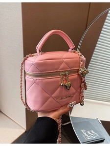 Borsa a Secchiello Mini Trapuntata a Rombi da Donna in Pelle PU Con Tracolla a Catena Elegante Borsa a Tracolla Vanità