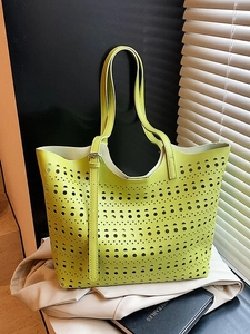 Sac Fourre-Tout Femme Grande Capacité Découpé au Laser Ajouré en Cuir PU Décontracté Polyvalent Sac à Main Shopping
