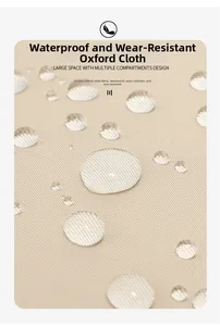 Close-up of waterproof and wear-resistant oxford fabric texture with water droplets
