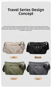 Detailed grid view of pleated nylon bags in beige, black, green and grey colors