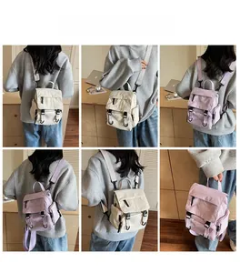 Detail view of versatile nylon crossbody and backpack showing side and back perspectives