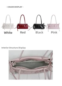 Internal view showing smooth lining and secure zipper pocket of the stylish baguette bag