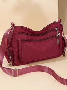 Women Nylon Quilted Crossbody Bag Multi-Pocket Lightweight Waterproof Shoulder Bag Casual Mother Messenger Purse Bag