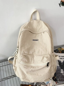 Minimalist off-white large capacity canvas backpack for men with textured nylon fabric