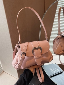 Women Glossy PU Leather Saddle Bag Heart Metal Buckle Pleated Minimalist Crossbody Shoulder Bag Small Purse Fashion Handbag