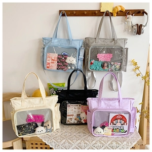 Multi-color ita bags with large transparent windows for displaying anime accessories