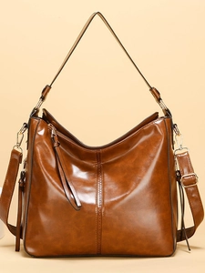 Borsa a Secchiello da Donna di Grande Capacità Borsa a Tracolla in Pelle PU Vintage Con Nappina Borsa Tote Casual per Lavoro