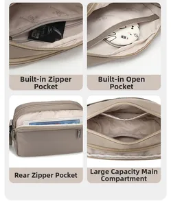 Detail view of the interior compartments showing the zipper pocket and large main storage