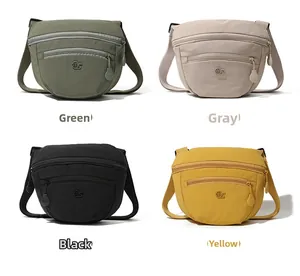 Collage of four waterproof nylon messenger bags in green, gray, black, and yellow colors