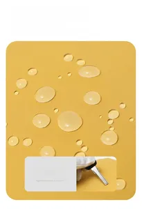 Close-up of yellow waterproof canvas fabric showing leaf effect water resistance and durability