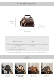 Detailed dimensions of retro mini Boston bag with plush pendant and color options