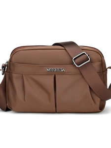 Fashionable Women Fabric Crossbody Bag Casual Small Square Messenger Bag With Adjustable Wide Strap Pleated Multi-Pocket Bag