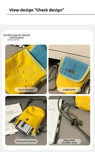 Detail of waterproof nylon crossbody bag with color-block design and adjustable strap