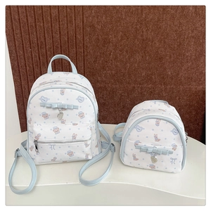 Ensemble sac à dos bleu clair avec imprimés animaux mignons et breloques en métal