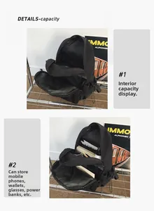 Detailed view of the large capacity interior compartments for books and gadgets