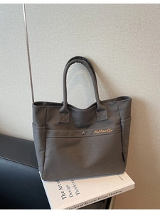 Large Capacity Canvas Tote Bag For Women Summer Casual Shoulder Shopping Bag Korean Letter Embroidery Handbag Student Commuter Bag