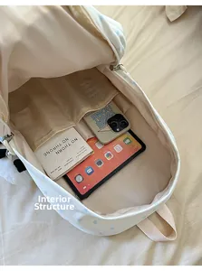 Internal structure of canvas star backpack with spacious main compartment and pockets