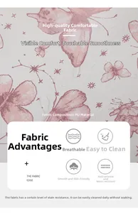 Vue détaillée du cuir PU imperméable avec imprimé papillon rose et effet gouttes d'eau