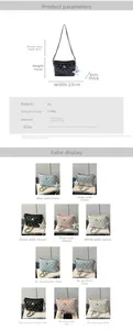 Quilted underarm bag size chart and multi-color selection in blue silver black pink white