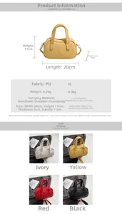Guide des tailles du sac Boston avec dimensions 20cm x 11cm et quatre coloris