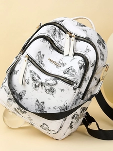 Sac à dos femme motif papillon avec détails dorés et bretelles réglables