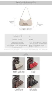 Vue détaillée du sac à bandoulière tissé avec dimensions et options de couleurs en cuir PU