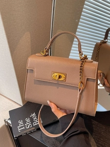 Women's PU Leather Kelly Style Handbag Retro Minimalist Crossbody Bag With Metal Lock Top Handle Shoulder Bag For Daily Commuting