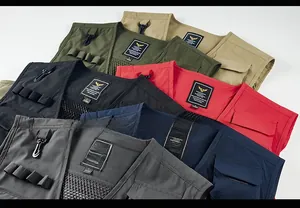Vue détaillée de gilets de plein air séchage rapide en six couleurs avec dos en mesh