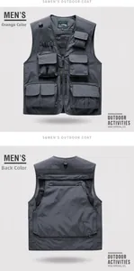 Detail view of multi-pocket outdoor vest with breathable mesh back and zipper design