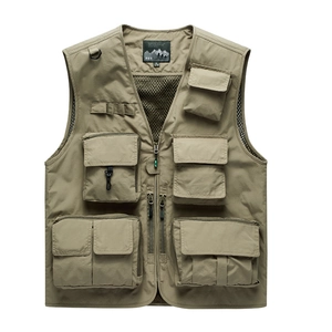 Men's Outdoor Multi-Pocket Vest Quick Dry Mesh Breathable Fishing Photography Cargo Waistcoat Plus Size Casual Top