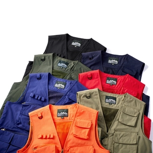Lightweight multi-pocket outdoor vest in various colors with mesh lining and zipper