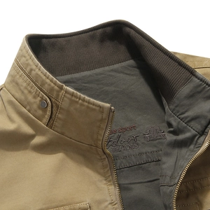 Men's outdoor cotton reversible vest with high collar and sport embroidery detail